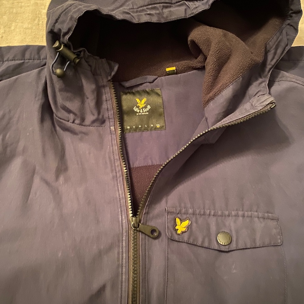 Lyle & Scott distressed blue hooded jacket